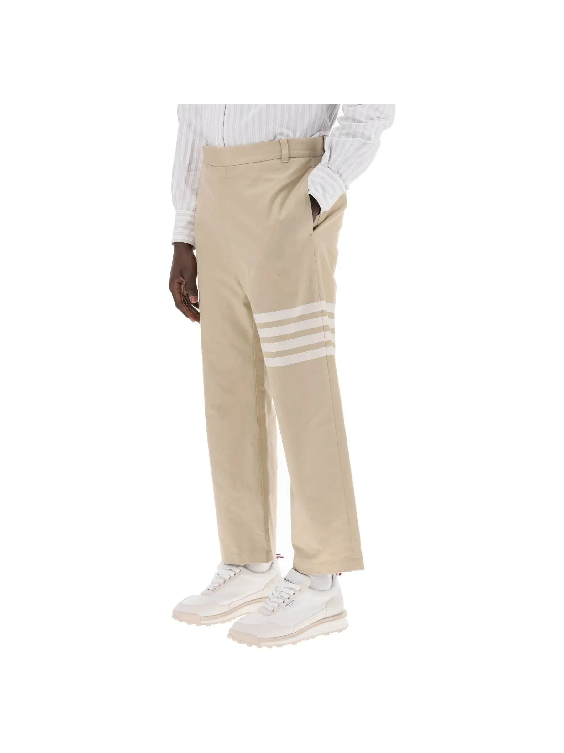 4-Bar Twill Cropped Trousers