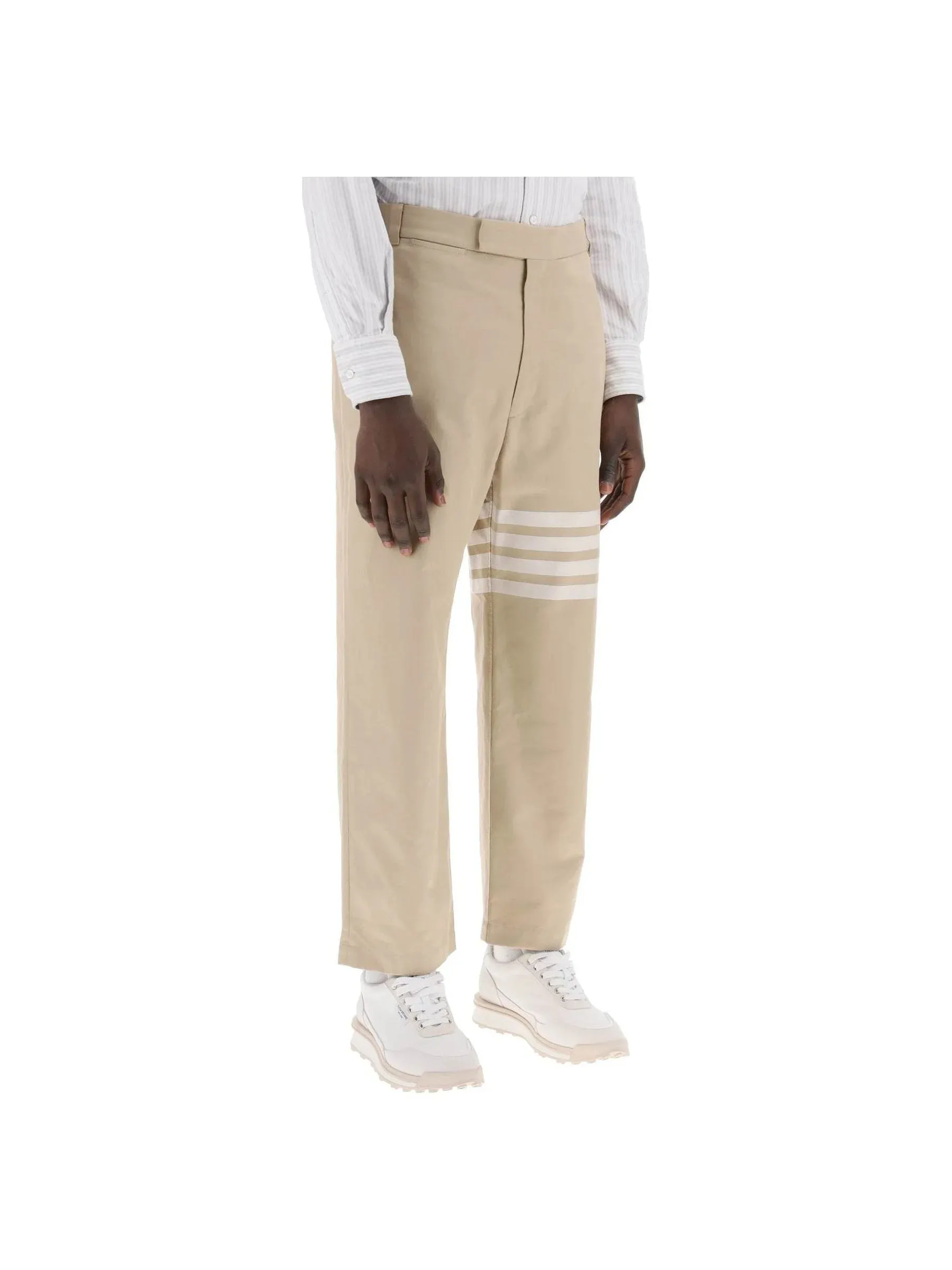 4-Bar Twill Cropped Trousers