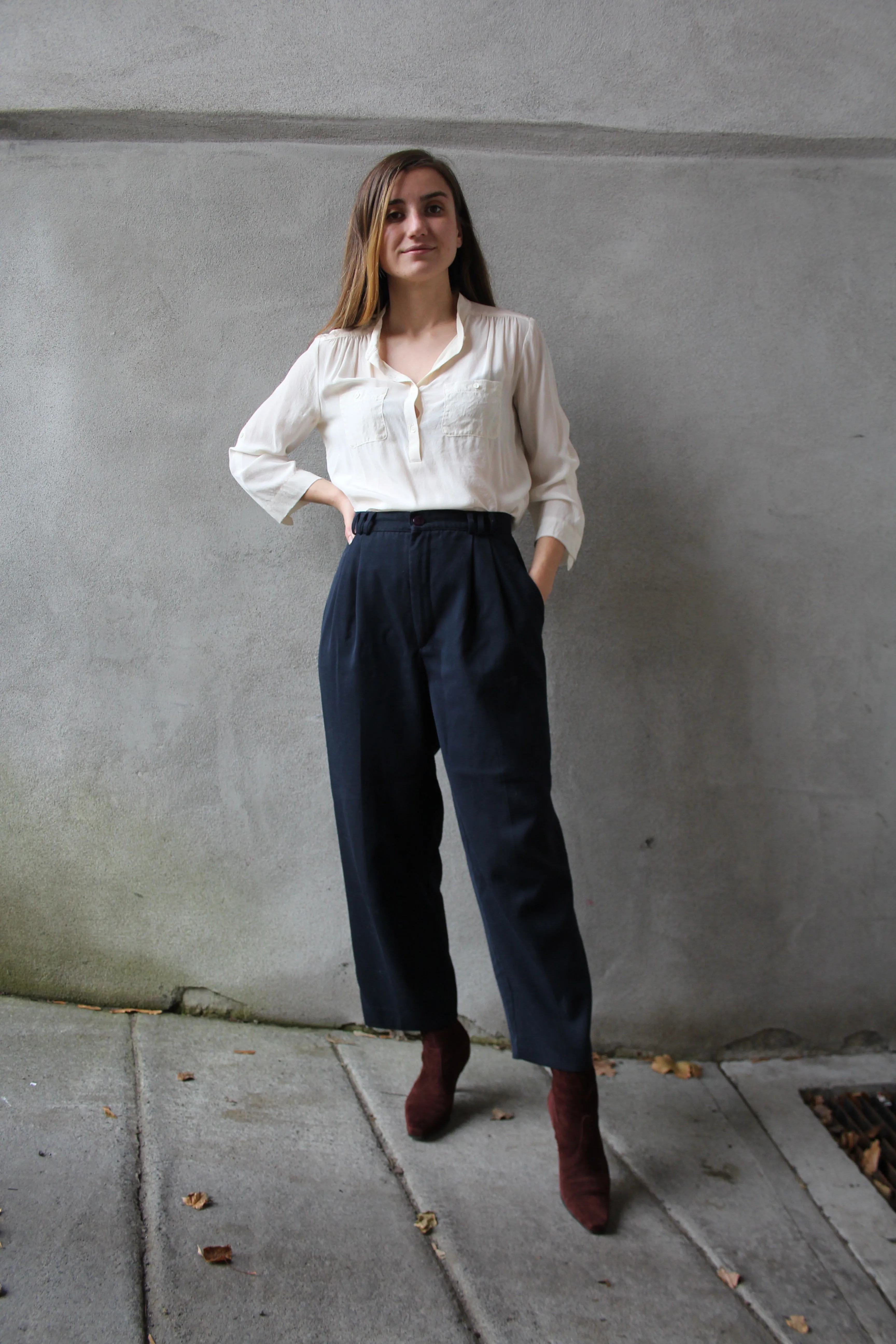 90s Navy Trousers - 28