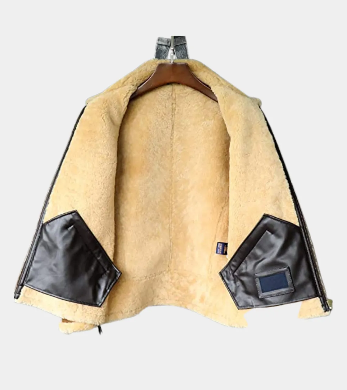 B6 Brown Shearling Men's Leather Bomber Jacket