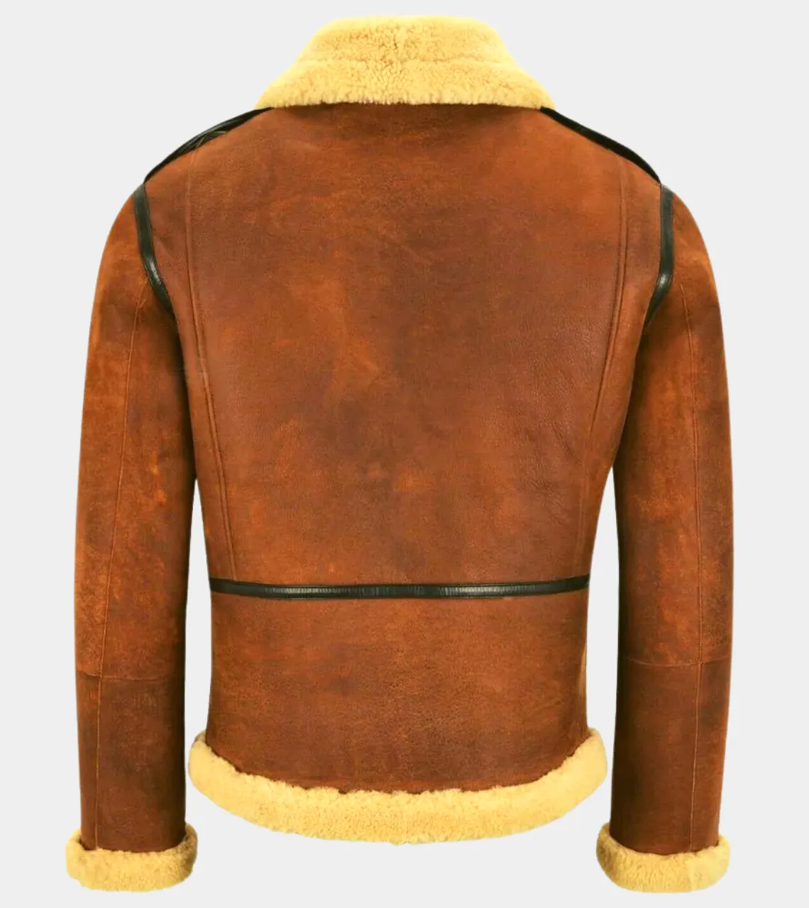 B6 Brown Shearling Men's Leather Bomber Jacket