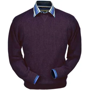 Baby Alpaca 'Links Stitch' Sweatshirt-Style Crew Neck Sweater in Eggplant Heather by Peru Unlimited