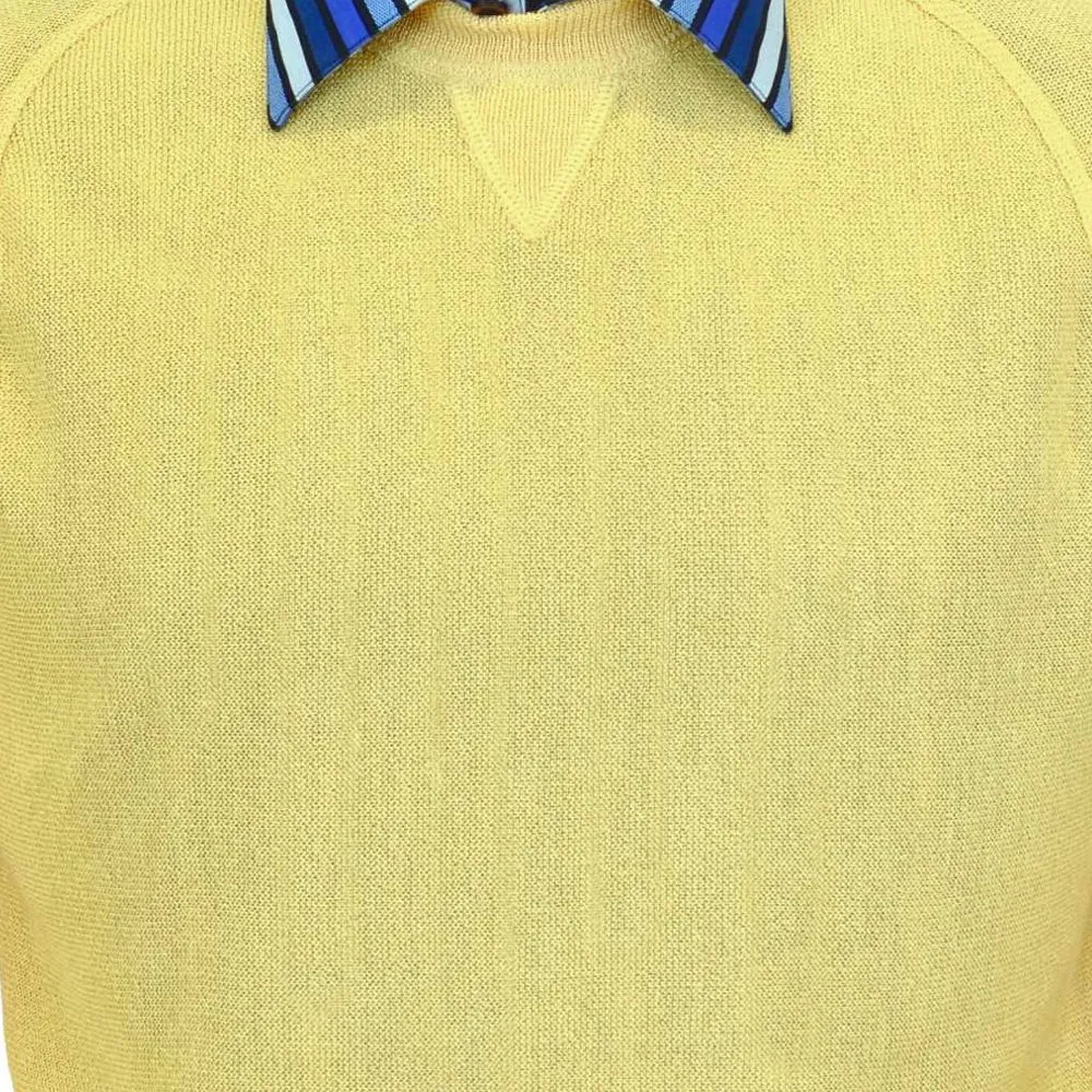 Baby Alpaca 'Links Stitch' Sweatshirt-Style Crew Neck Sweater in Yellow by Peru Unlimited