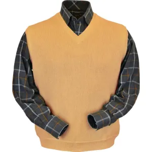 Baby Alpaca 'Links Stitch' V-Neck Sweater Vest in Melon by Peru Unlimited