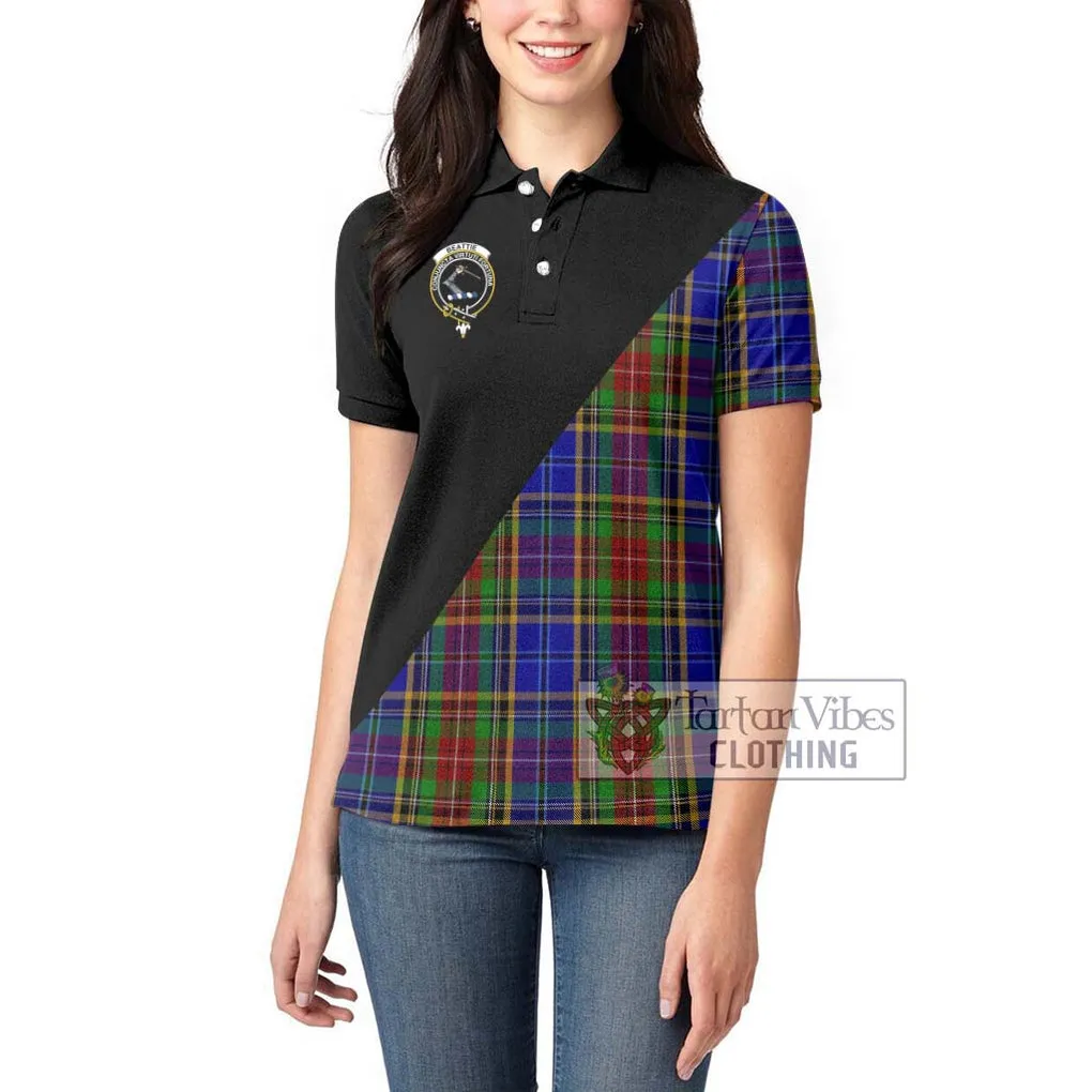 Beattie Tartan Women's Polo Shirt with Family Crest and Military Logo Style