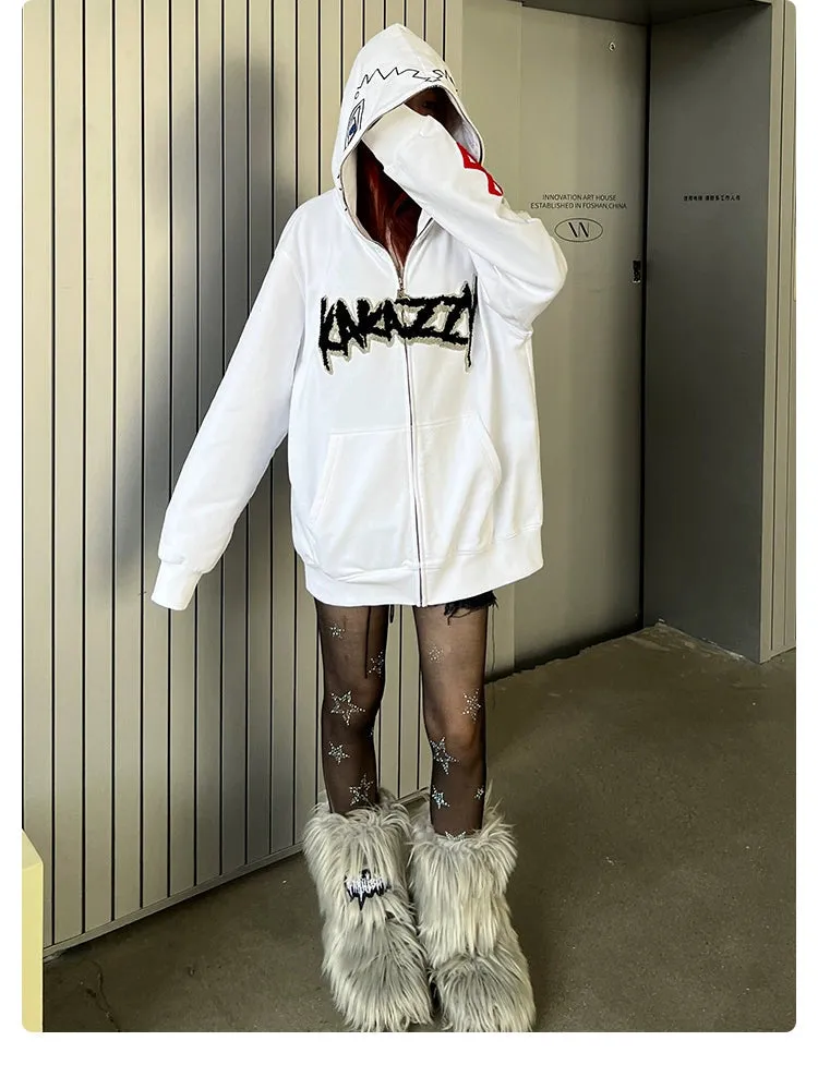 Berserk Griffith-Inspired Hoodie - 400GSM Oversized White Zip-Up Anime Sweatshirt