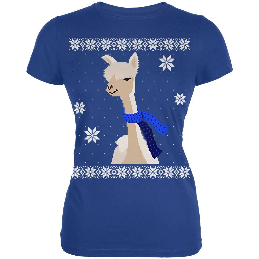 Big Alpaca Scarf Ugly Christmas Sweater Juniors Soft T Shirt