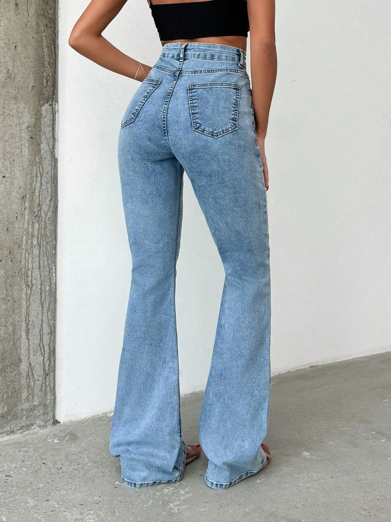 Blue Vintage Wash Stretch Bootcut Jeans