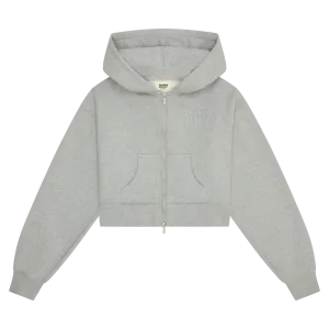 Broken Planet Basics Cropped Zip Up Hoodie - Heather Grey