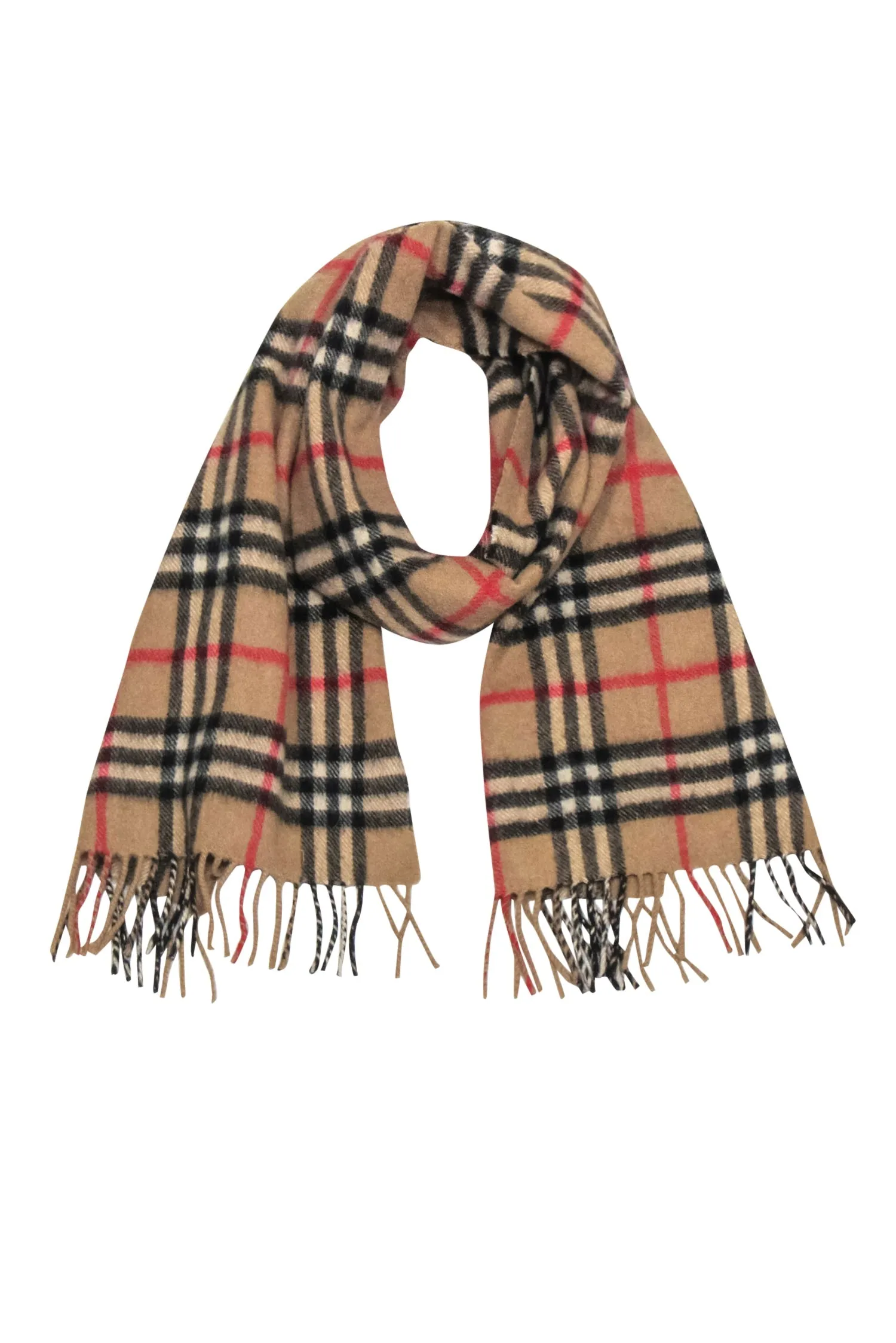 Burberry - Tan Tartan Print Cashmere Scarf
