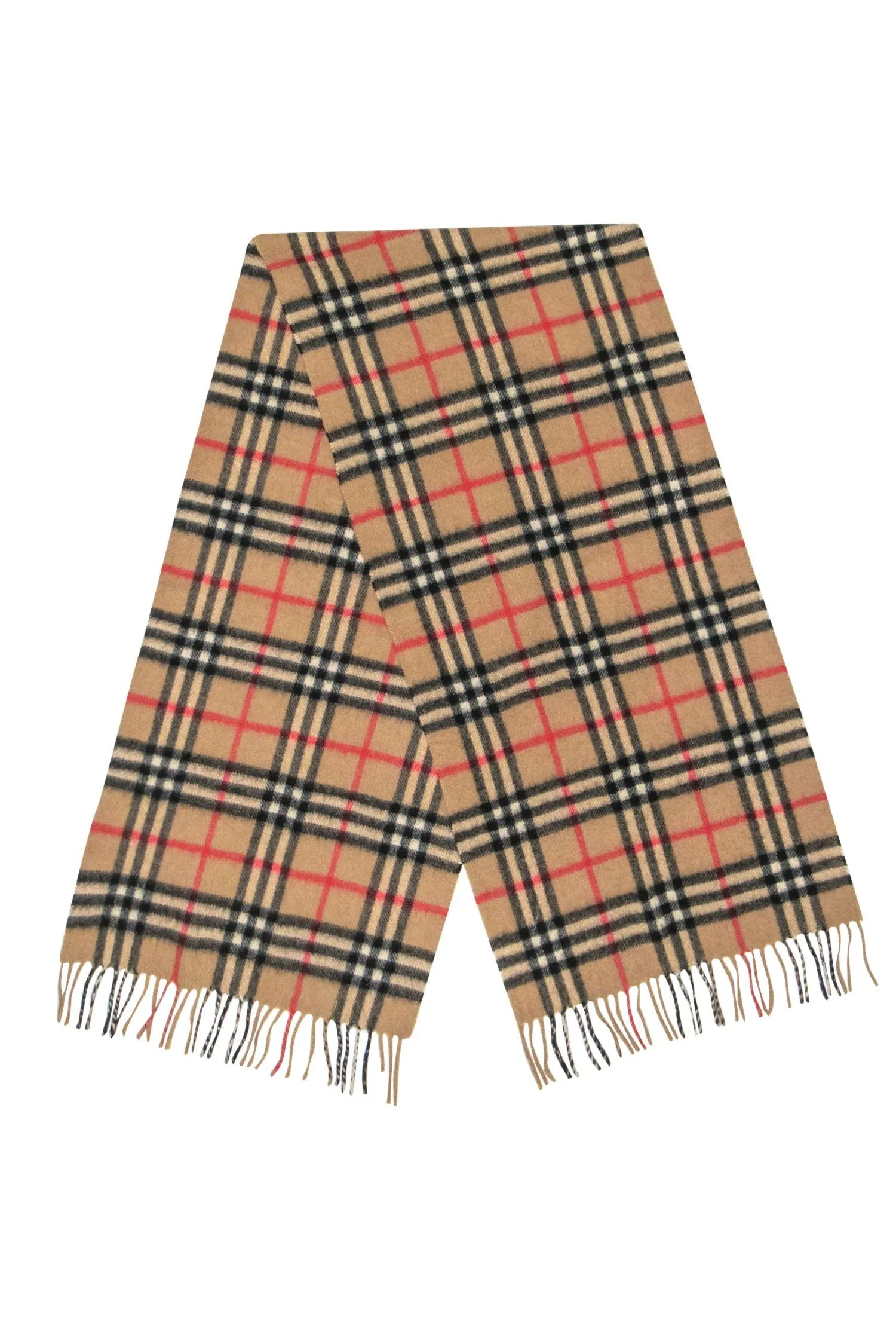 Burberry - Tan Tartan Print Cashmere Scarf