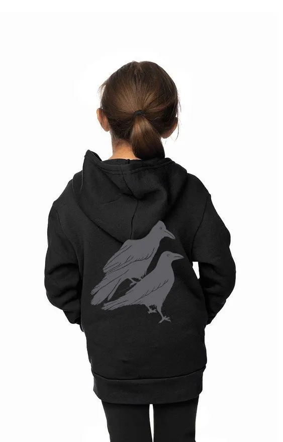 Celestial Raven - Youth Zip Up Hoodie Black