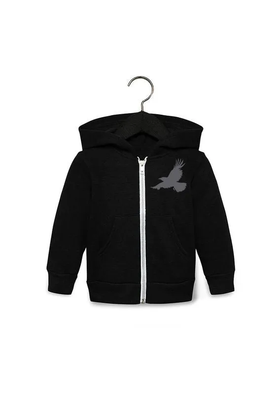 Celestial Raven - Youth Zip Up Hoodie Black