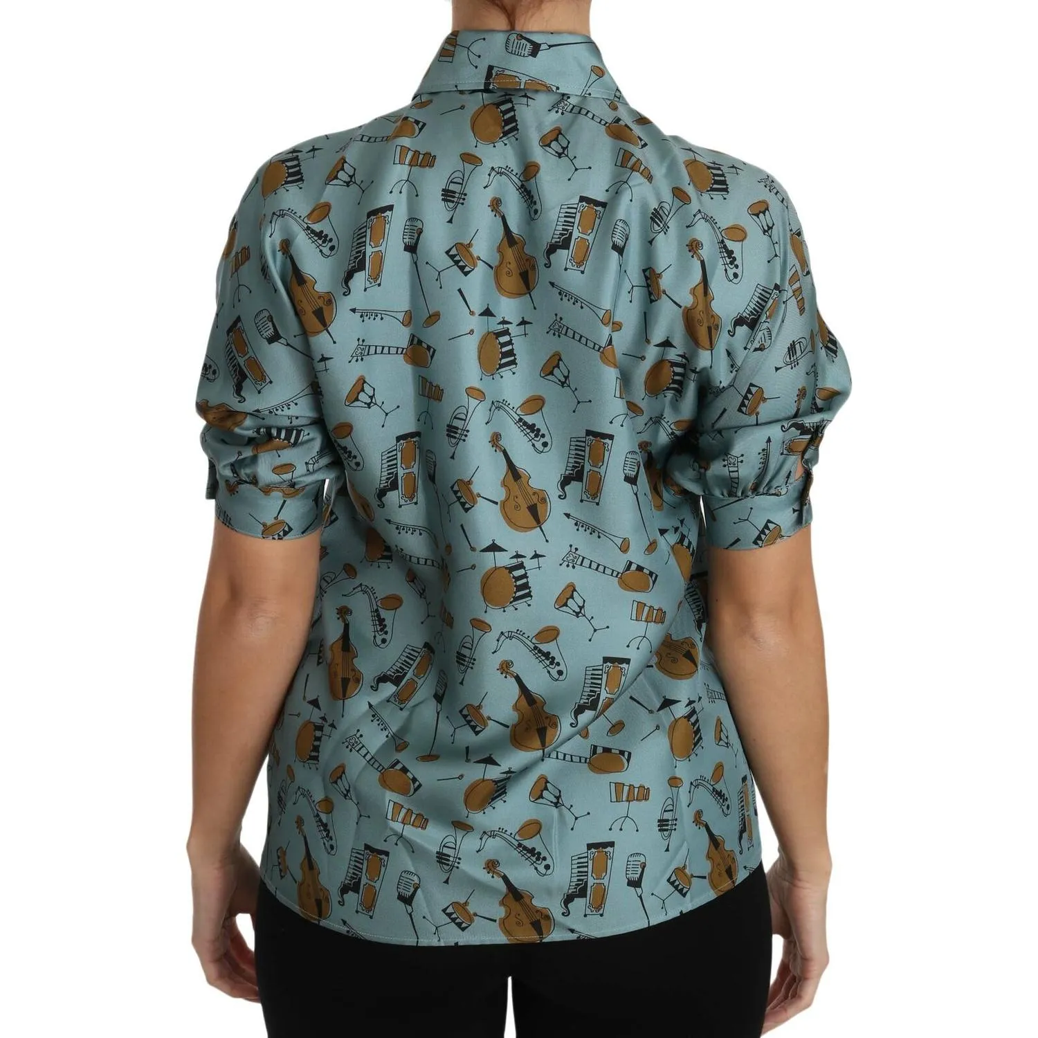 Dolce & Gabbana Elegant Multicolor Silk Blouse with Collar
