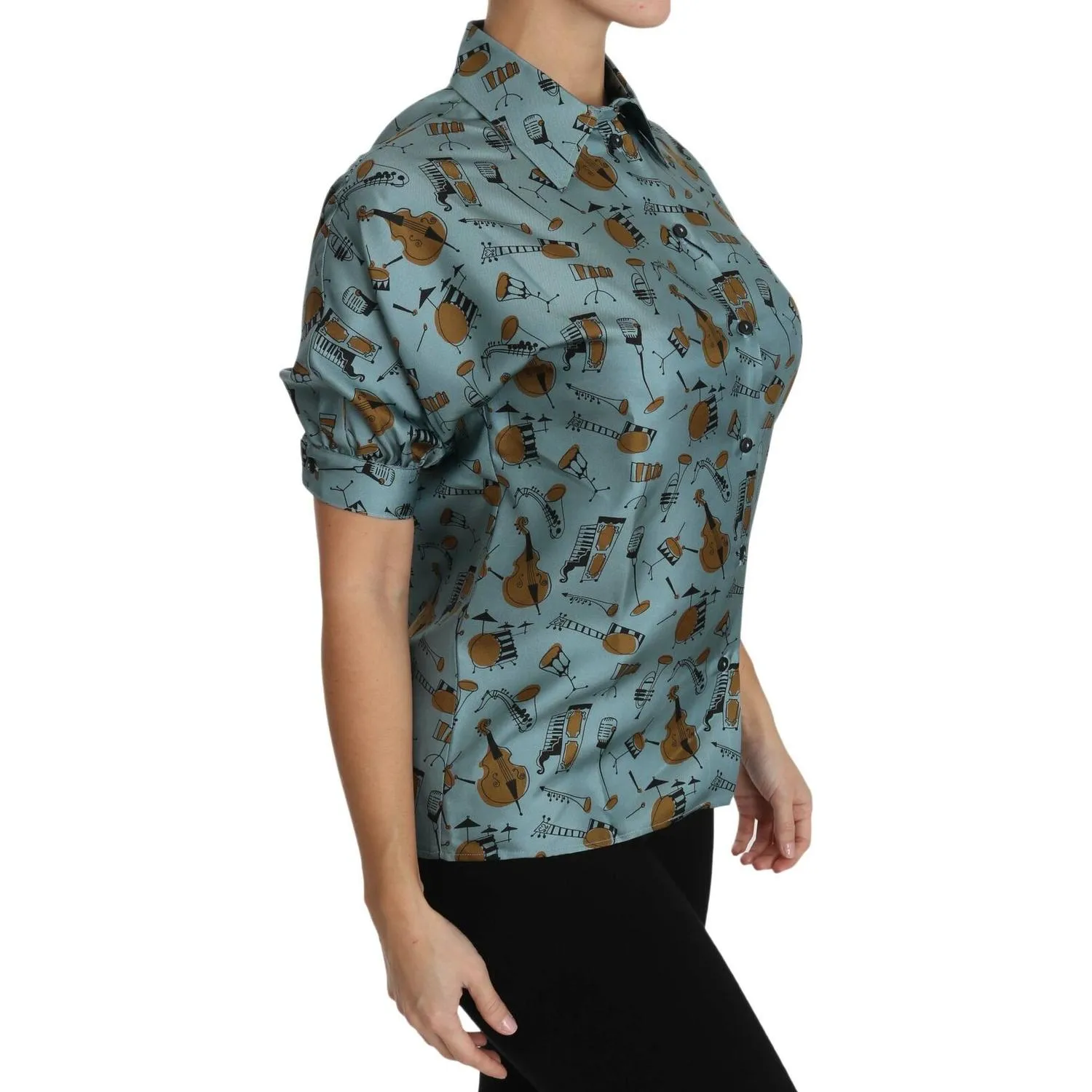 Dolce & Gabbana Elegant Multicolor Silk Blouse with Collar