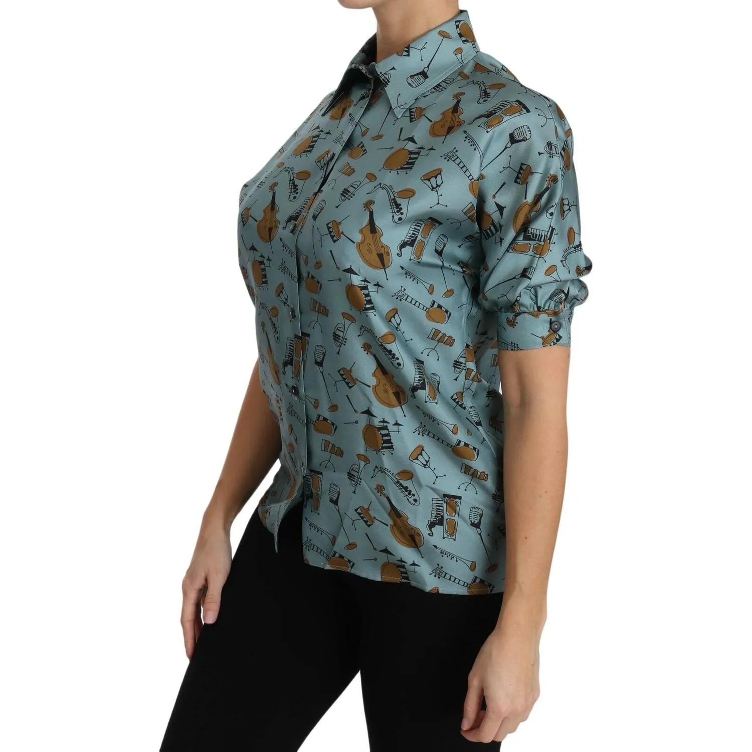 Dolce & Gabbana Elegant Multicolor Silk Blouse with Collar