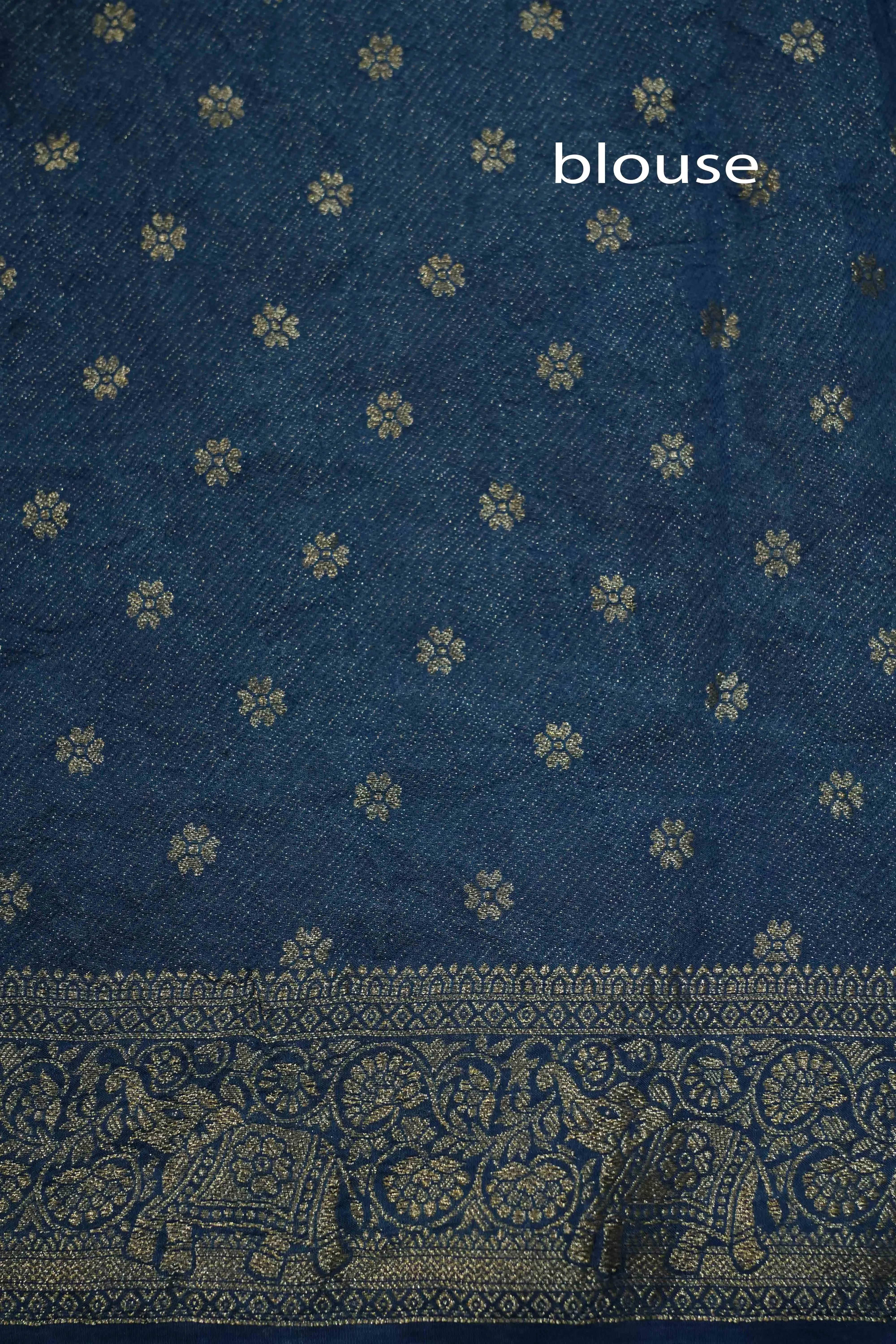 DUSKY BLUE DOLA AJARAKH SILK SAREE 3