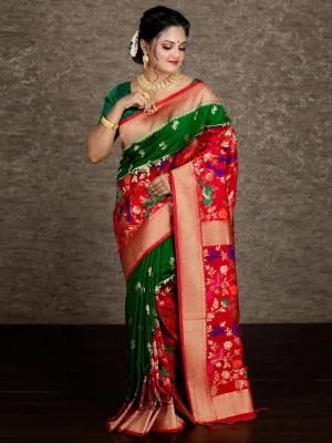 Elegant Green Allover Organza Silk Saree