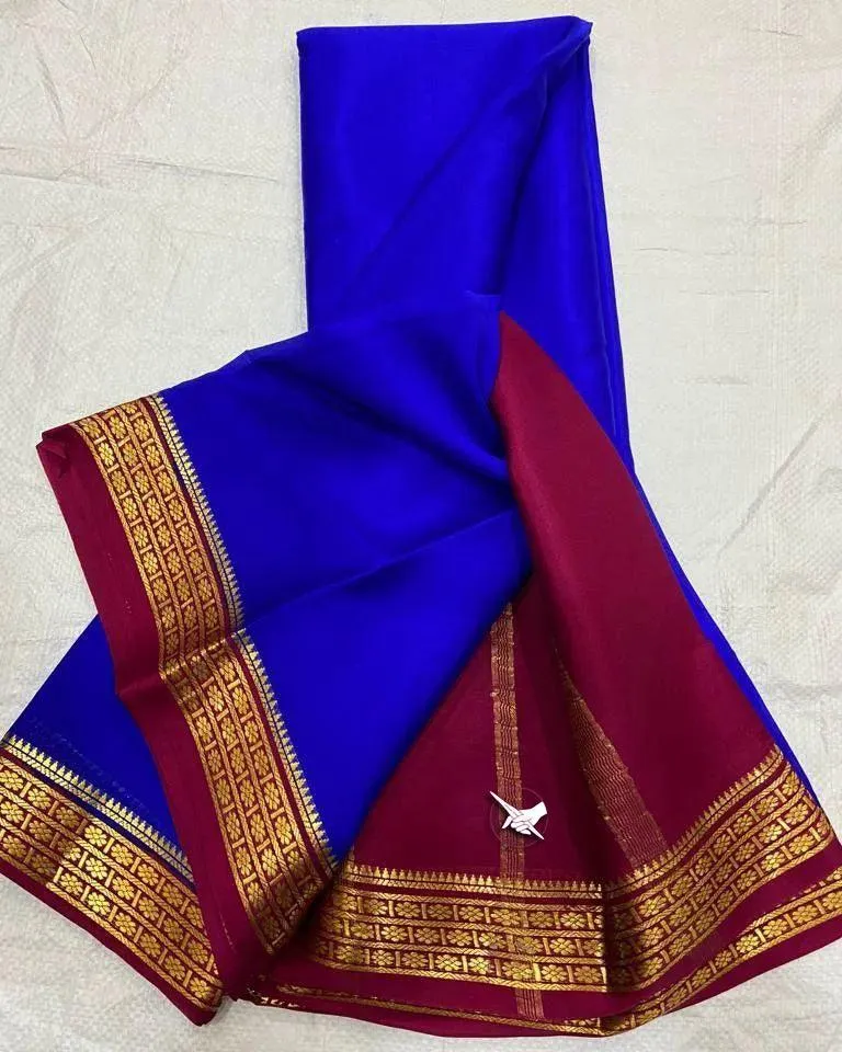 Elegant Mysore Silk Saree with Vibrant Contrast Pallu and Matching Blouse