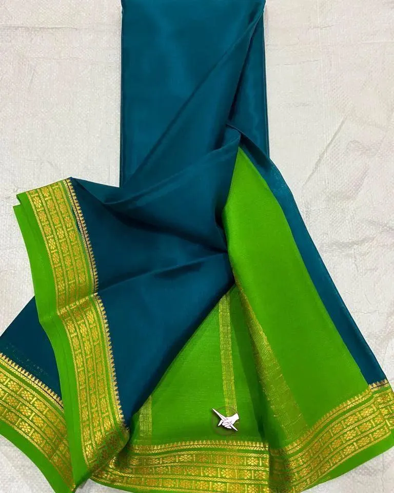 Elegant Mysore Silk Saree with Vibrant Contrast Pallu and Matching Blouse