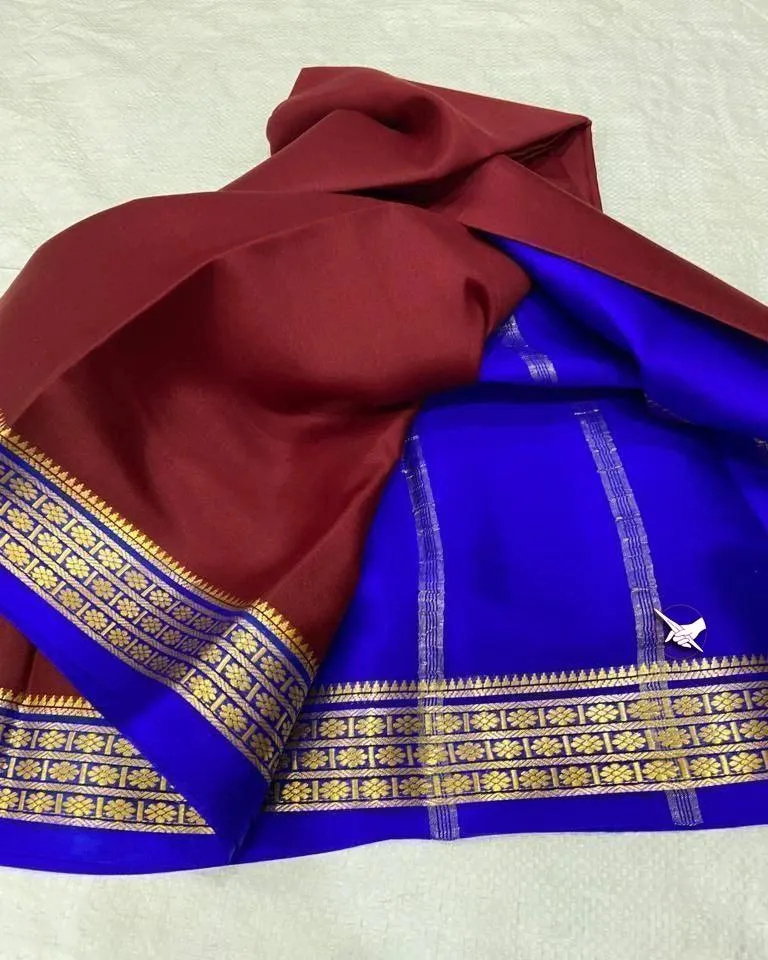 Elegant Mysore Silk Saree with Vibrant Contrast Pallu and Matching Blouse
