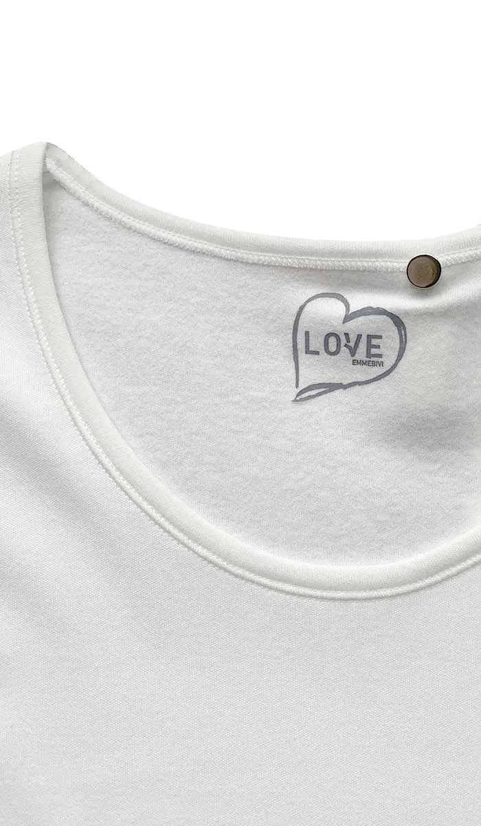 Emmebivi 100% Cotton Top with Short Sleeve Thermal in White 42573