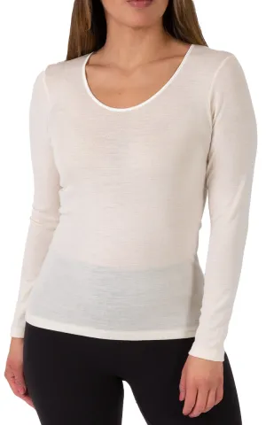 Emmebivi 85% Wool 15% Silk Top with Long Sleeve in Ivory 91404