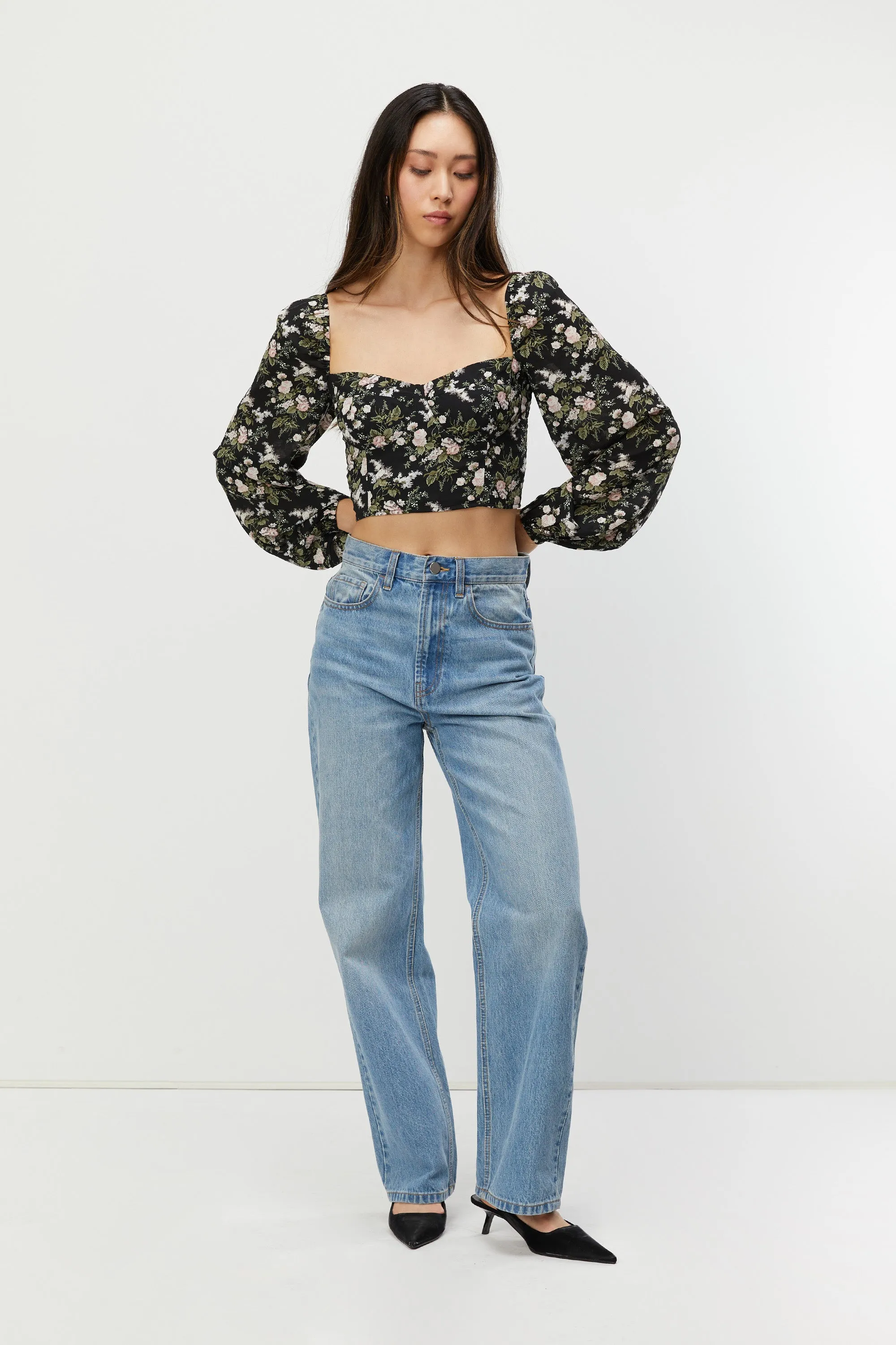 FLORAL PUFF SLEEVE TOP