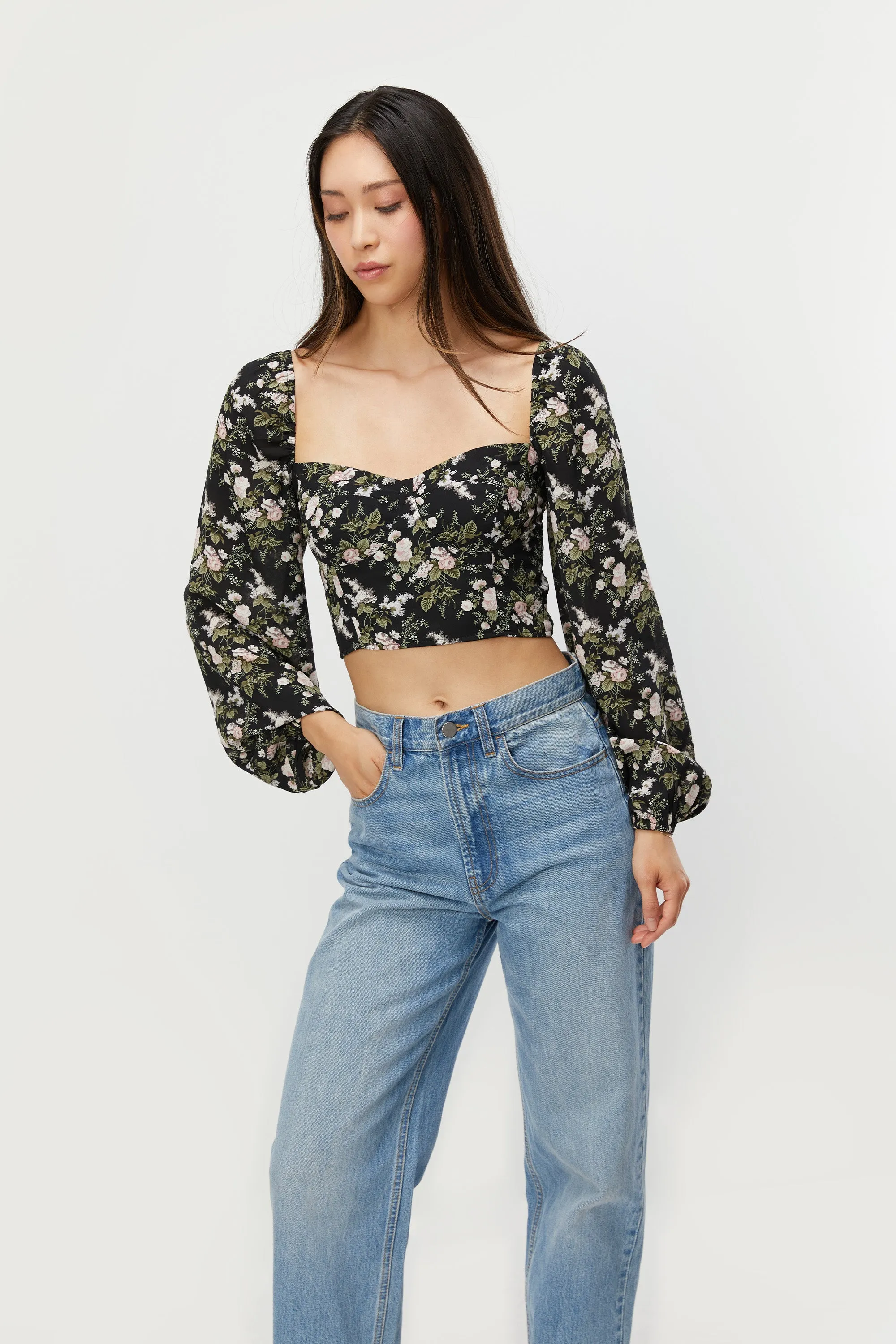 FLORAL PUFF SLEEVE TOP