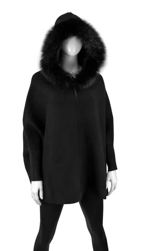 Hoodie Zip-up - Fur Trimmed - Sleeves