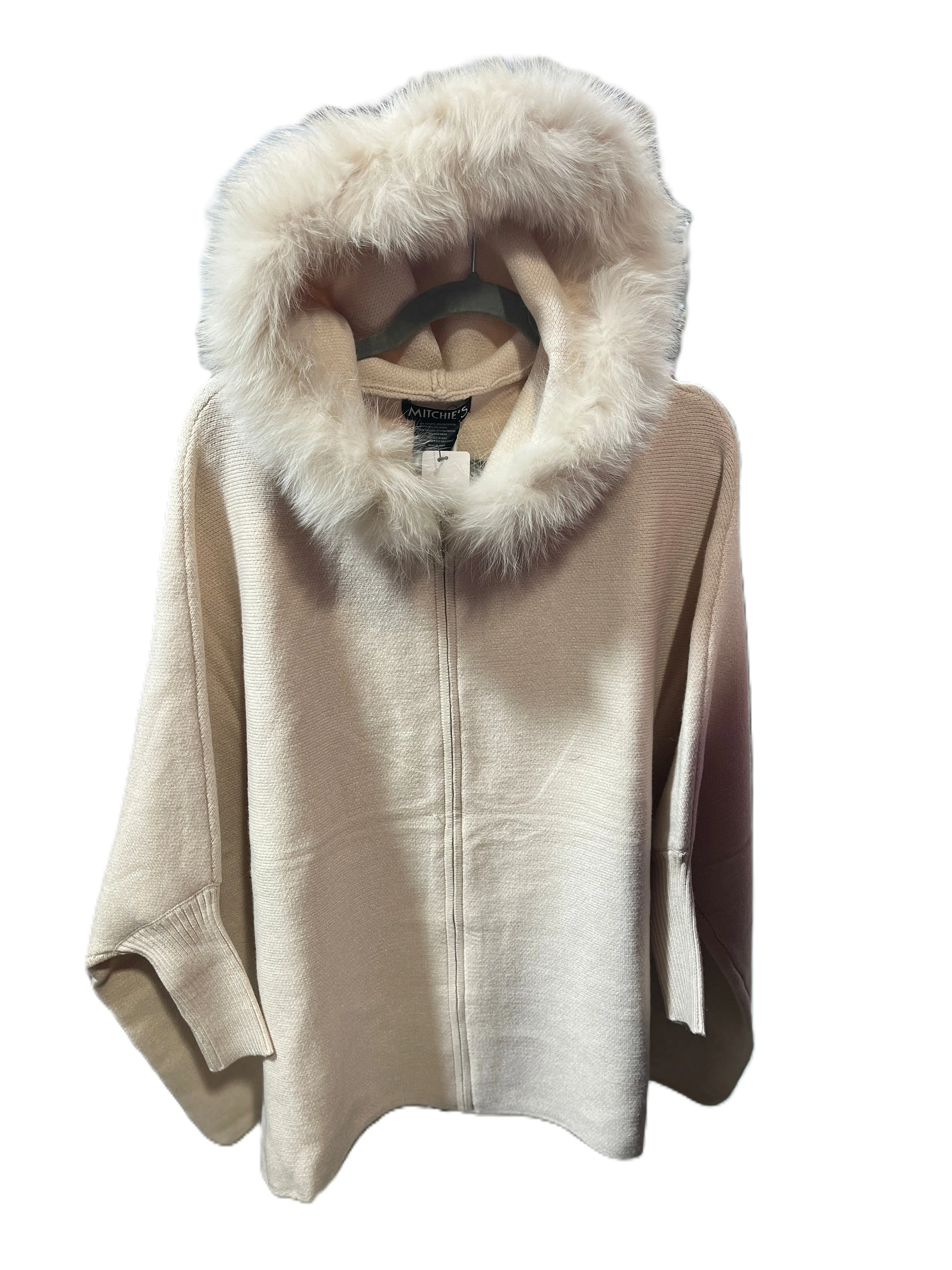 Hoodie Zip-up - Fur Trimmed - Sleeves