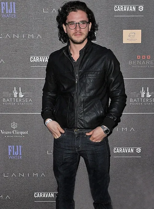 KIT HARINGTON BATTERSEA ANNUAL PARTY LEATHER JACKET | MEN CELEBRITY LEATHER JACKET BY THE JACKET SELLER