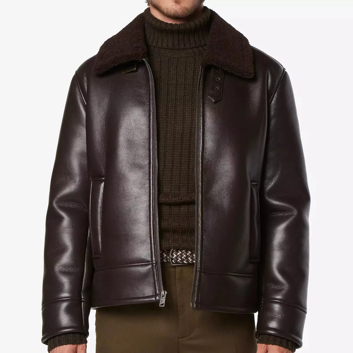 Men's Andrew Marc Cadman Faux Sherpa Collar Pilot Jacket