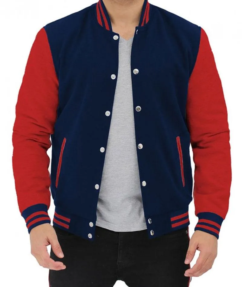 Men's Baseball Style Red and Blue Varsity Jacket