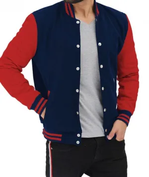 Men's Baseball Style Red and Blue Varsity Jacket