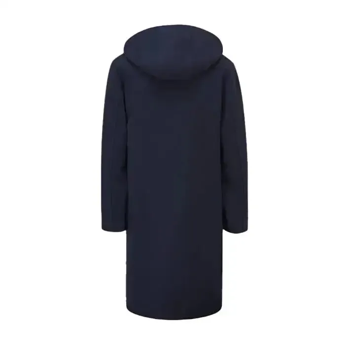 Men's Dark Blue Fleece Long Peacoat - Warm & Stylish Winter Coat