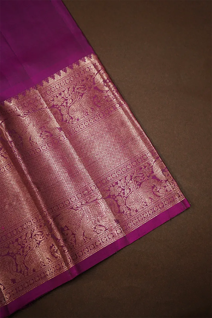 MINERAL GREEN WITH WARM PURPLE PURE  KANCHIVARAM SILK SAREE
