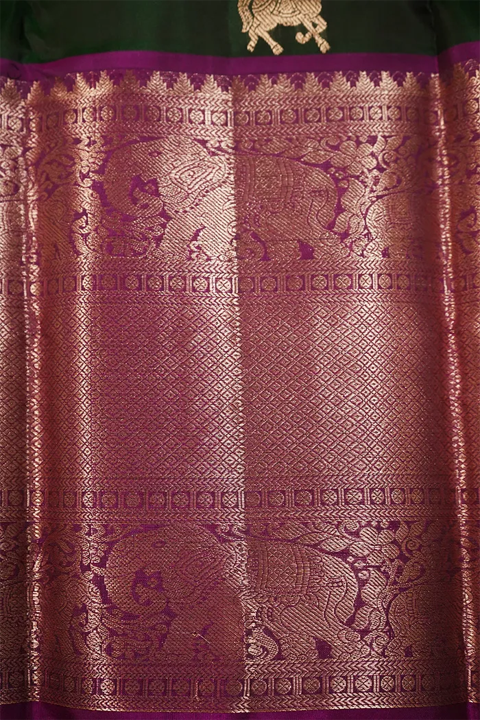 MINERAL GREEN WITH WARM PURPLE PURE  KANCHIVARAM SILK SAREE