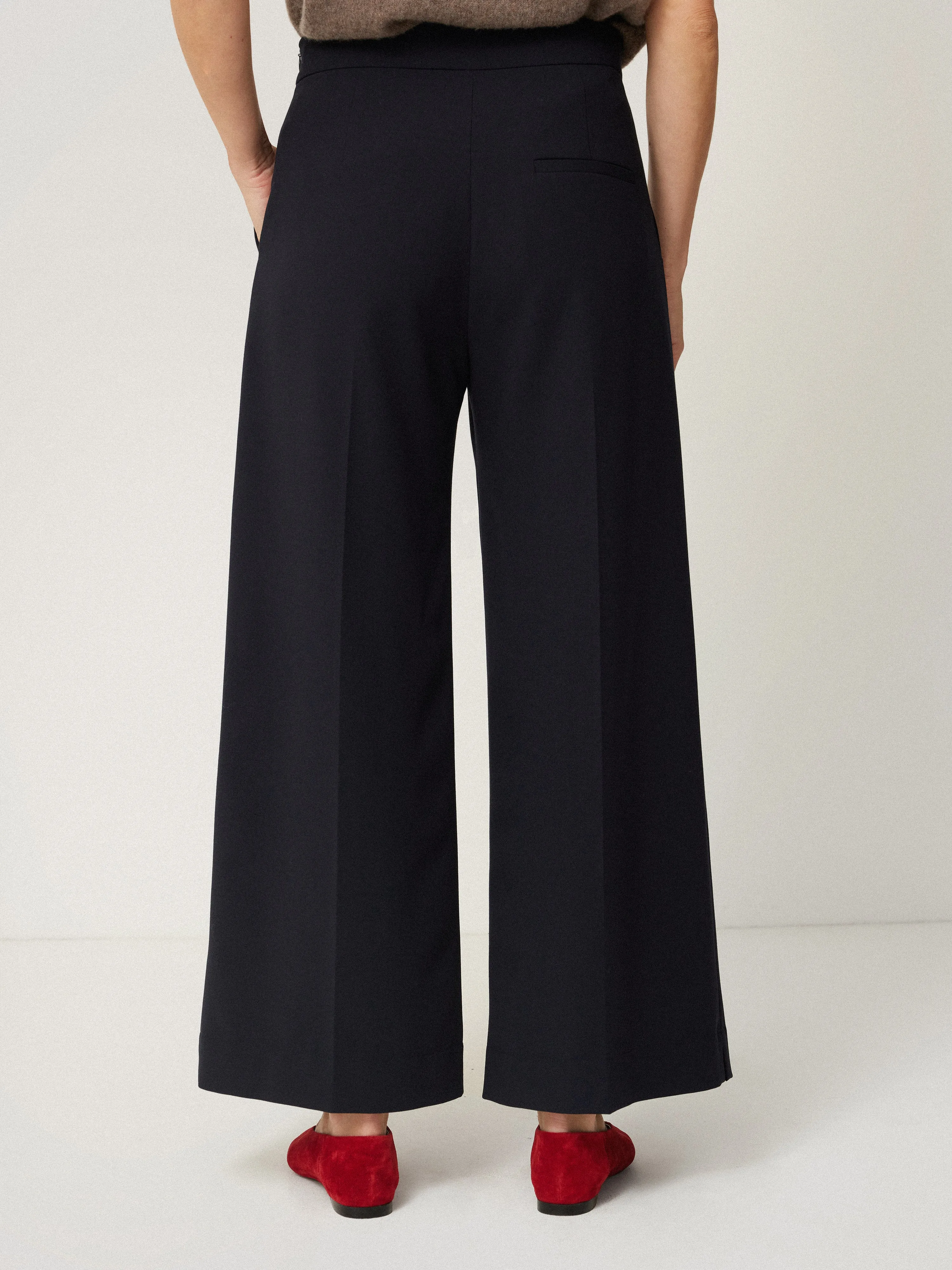 Modern Crepe Sailor Trouser | Navy