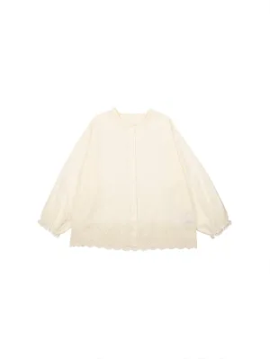 NORAH SUE Cotton Silk Embroidery Blouse