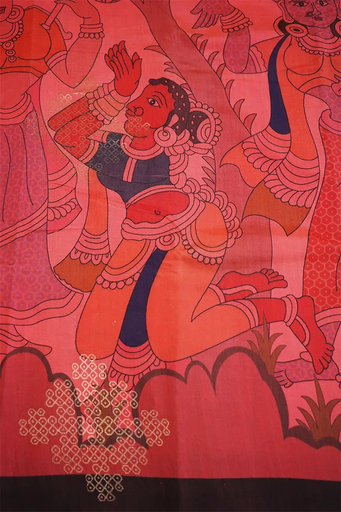 PASTEL RED WOODY BROWN KANCHIVARAM SILK SAREE