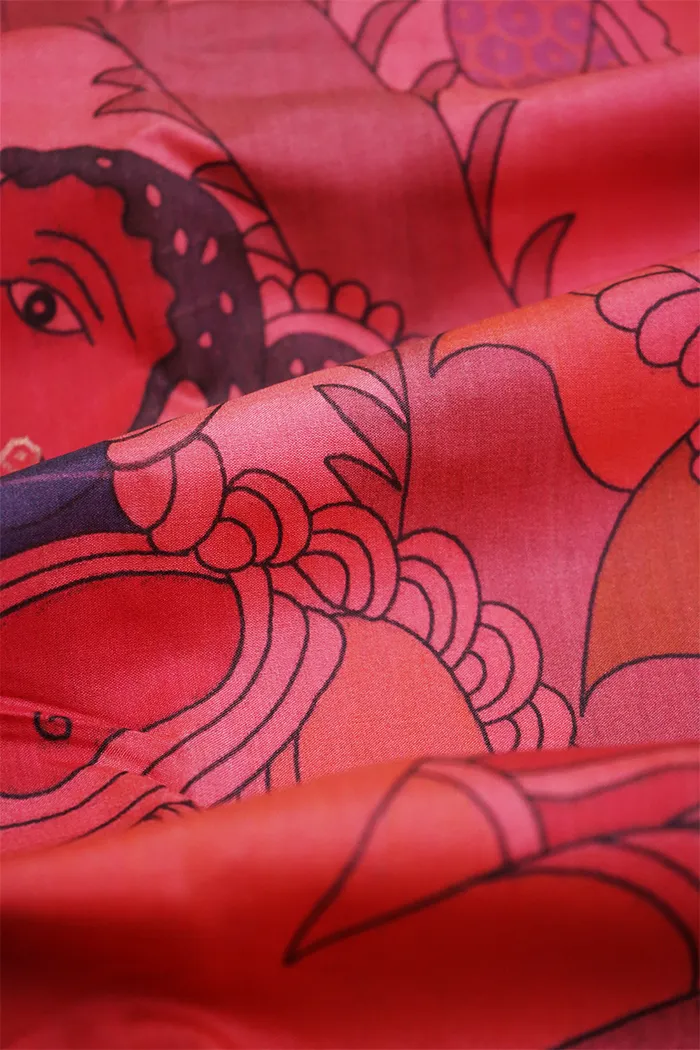 PASTEL RED WOODY BROWN KANCHIVARAM SILK SAREE