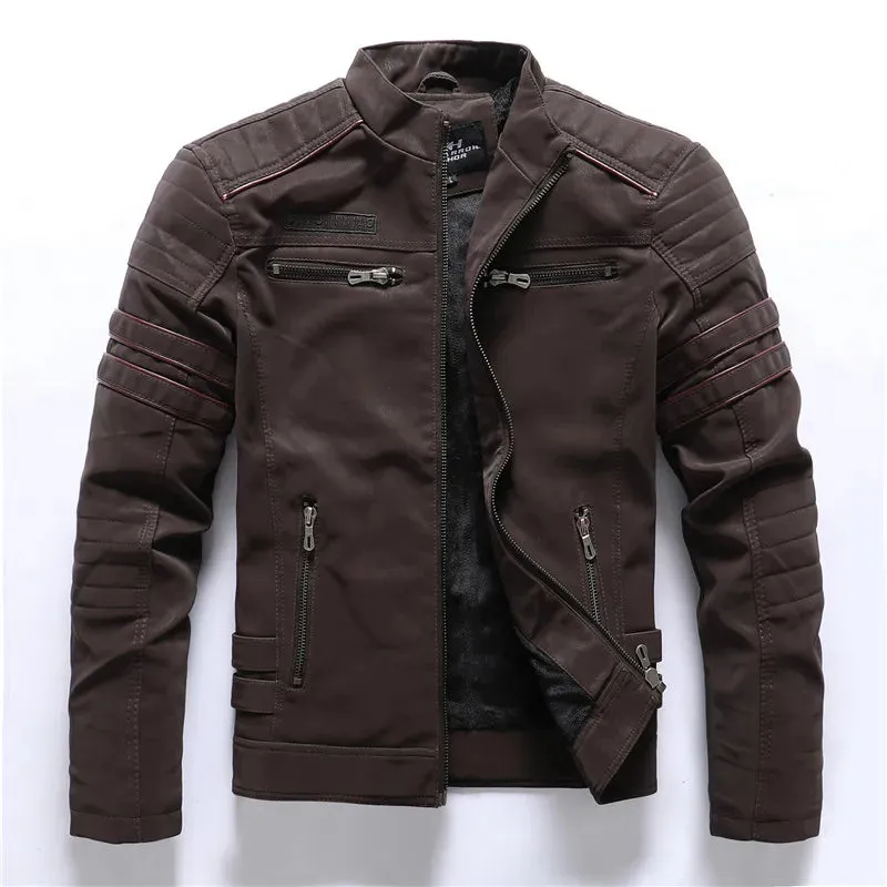 Se Vintage Fleece PU Leather Jacket