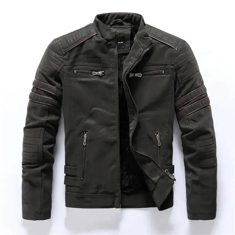 Se Vintage Fleece PU Leather Jacket