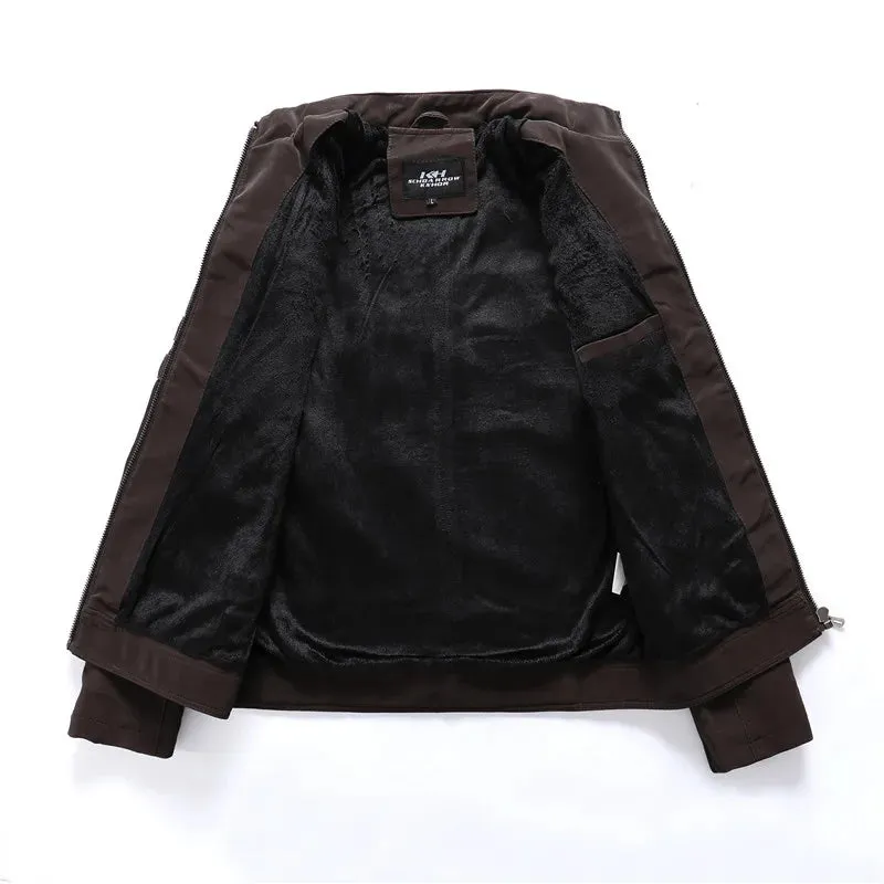 Se Vintage Fleece PU Leather Jacket