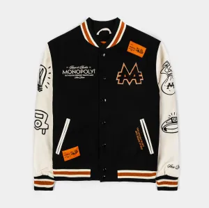 SP x Monopoly Get Out Of Jail Varsity Mens Jacket (Black/Orange)