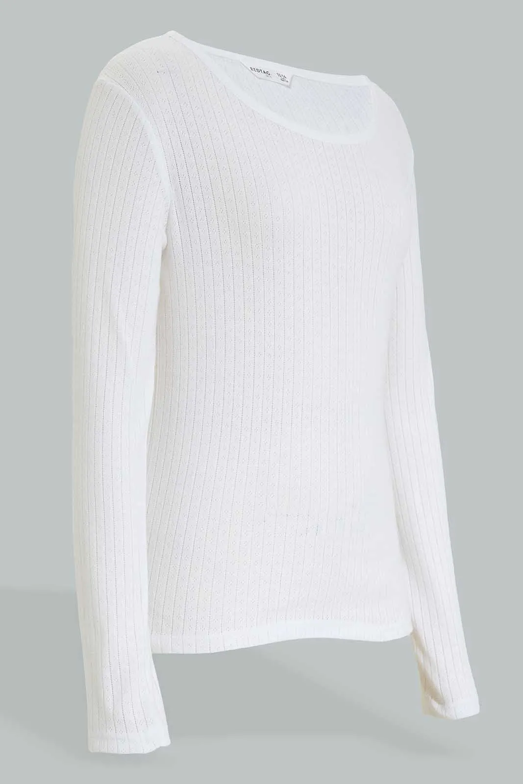 White Ribbed Thermal Top