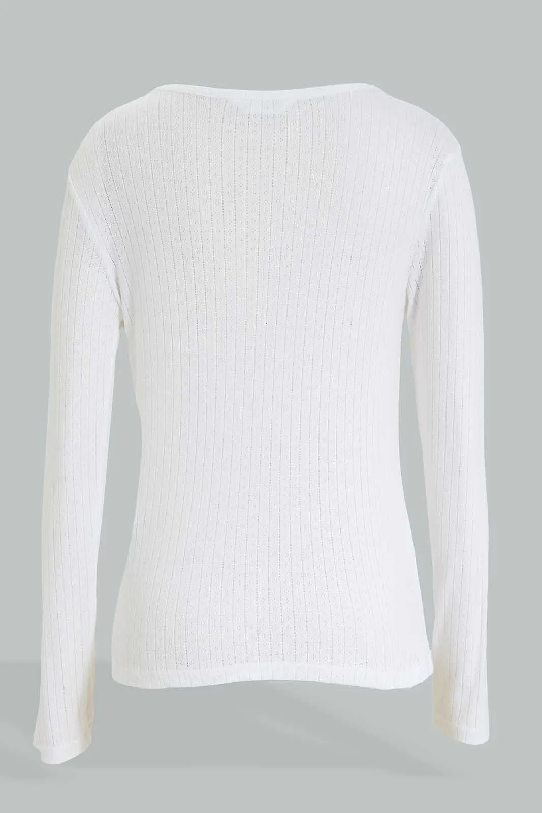 White Ribbed Thermal Top