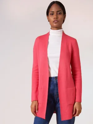 Women Reversible Alpaca Cardigan - Coral / Cream