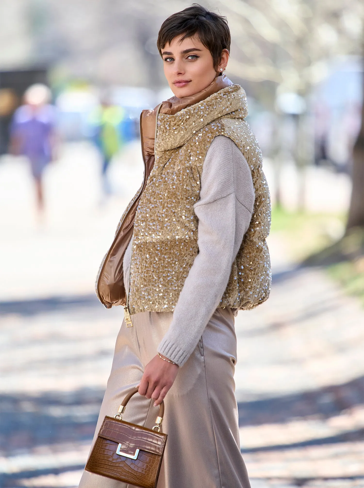 Zoie Velvet Paillette Down Vest